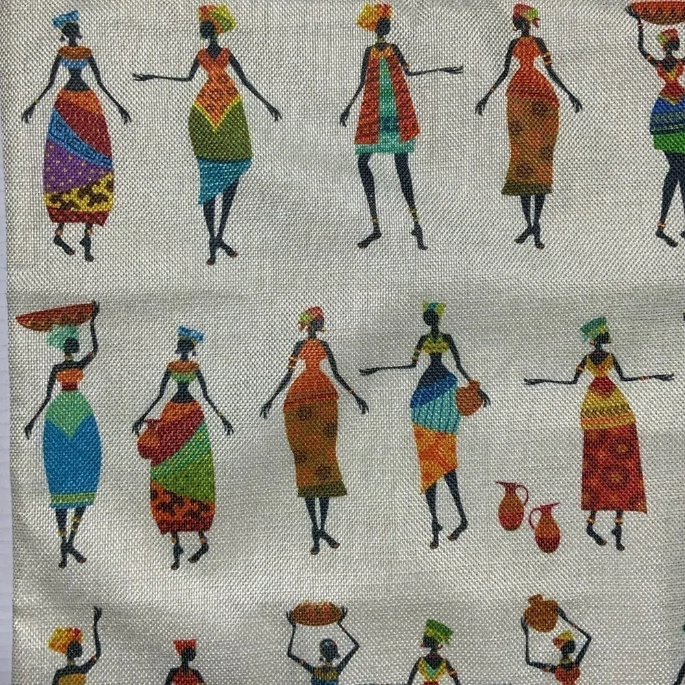 Pillow Cover Tribal  Traditional African Dress Women Print Zip Close Multicolor
